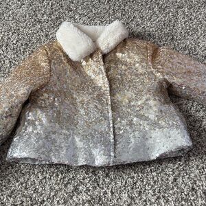 Disney Gold and Silver Sequin Kids Puffer Jacket